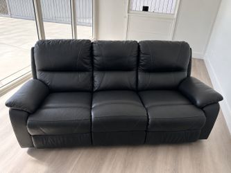 Black leather recliner sofa couch