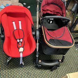 2 in 1 Convertible Baby Stroller Newborn Foldable Pushchair with Adjustable Canopy Folding High Landscape Infant Carriage, Anti-Shock Toddler Pushchai