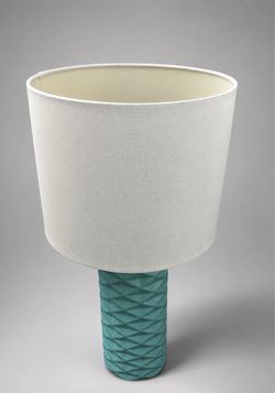 Teal Ceramic Table Lamp with White Shade