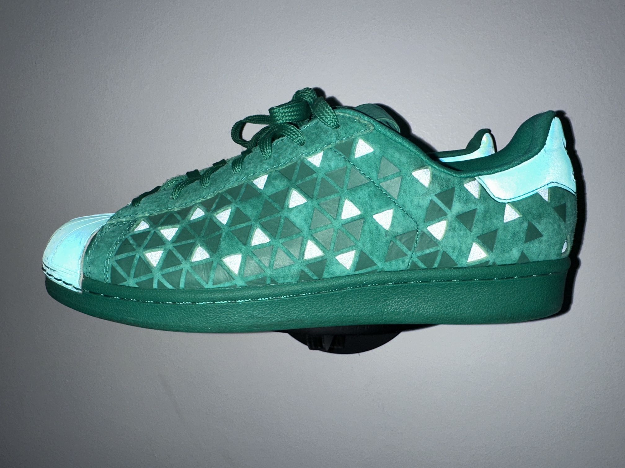Adidas New W/O Box Superstar Xeno Green Reflective Mens Size 9 Unique Cool