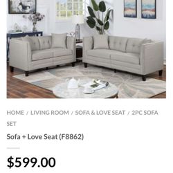Beige Sofa And Love Seat Set 