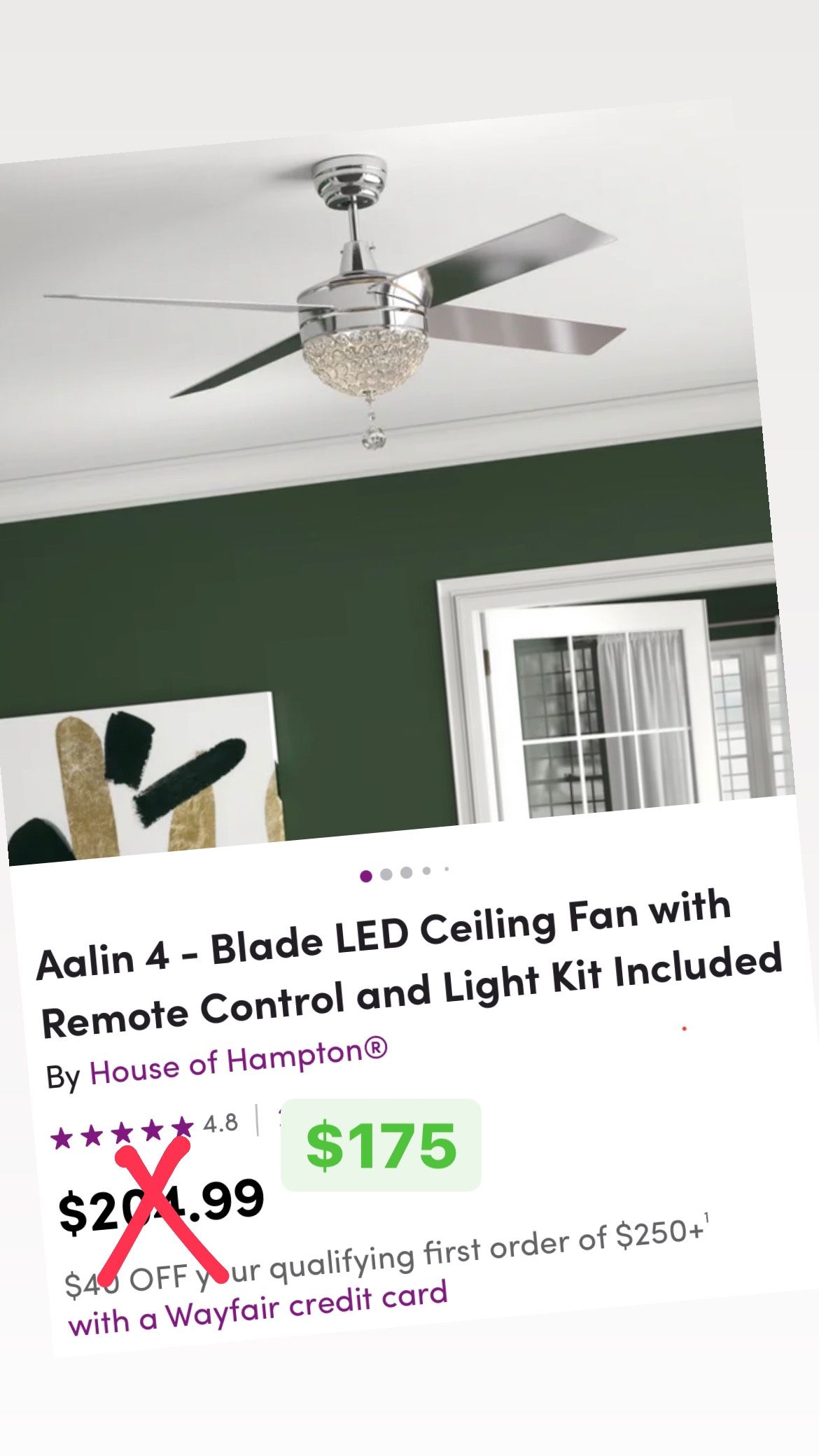 Aalin 4 - Blade LED Ceiling Fan with Remote Control and Light Kit Included