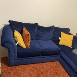 Royal Blue L Sectional Couch 