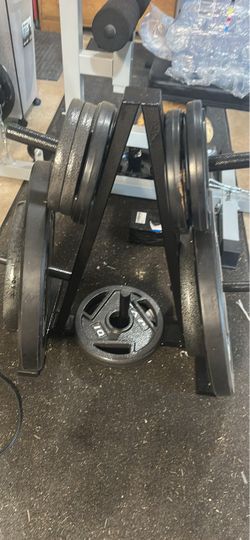 Olympic Weight Plates Set with Storage Rack