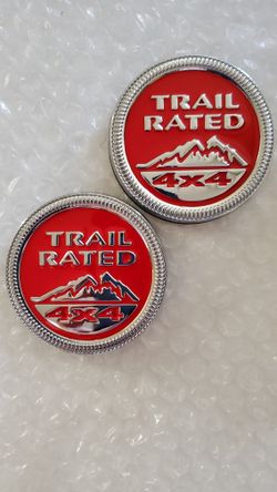 2X TRAIL RATED 4x4 Emblem Badge For Jeep Wrangler JK JL (2008-2021) Gloss Red 2 Sets Clearance Sale 