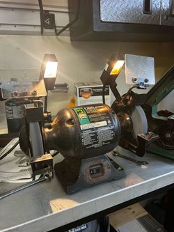 Ohio Forge 6” Bench Grinder w/ Dual Work Lights – 1/2 HP Heavy-Duty Induction Motor