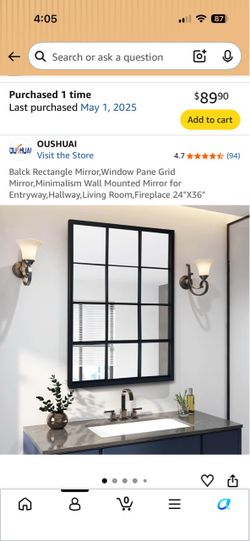 Black frame mirror window