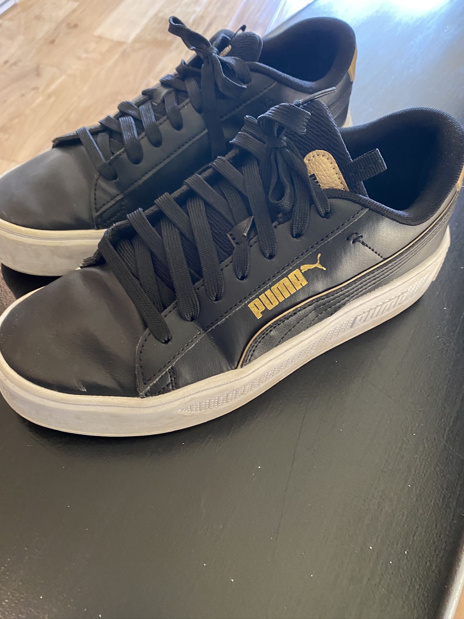 Black Leather Puma Platforms