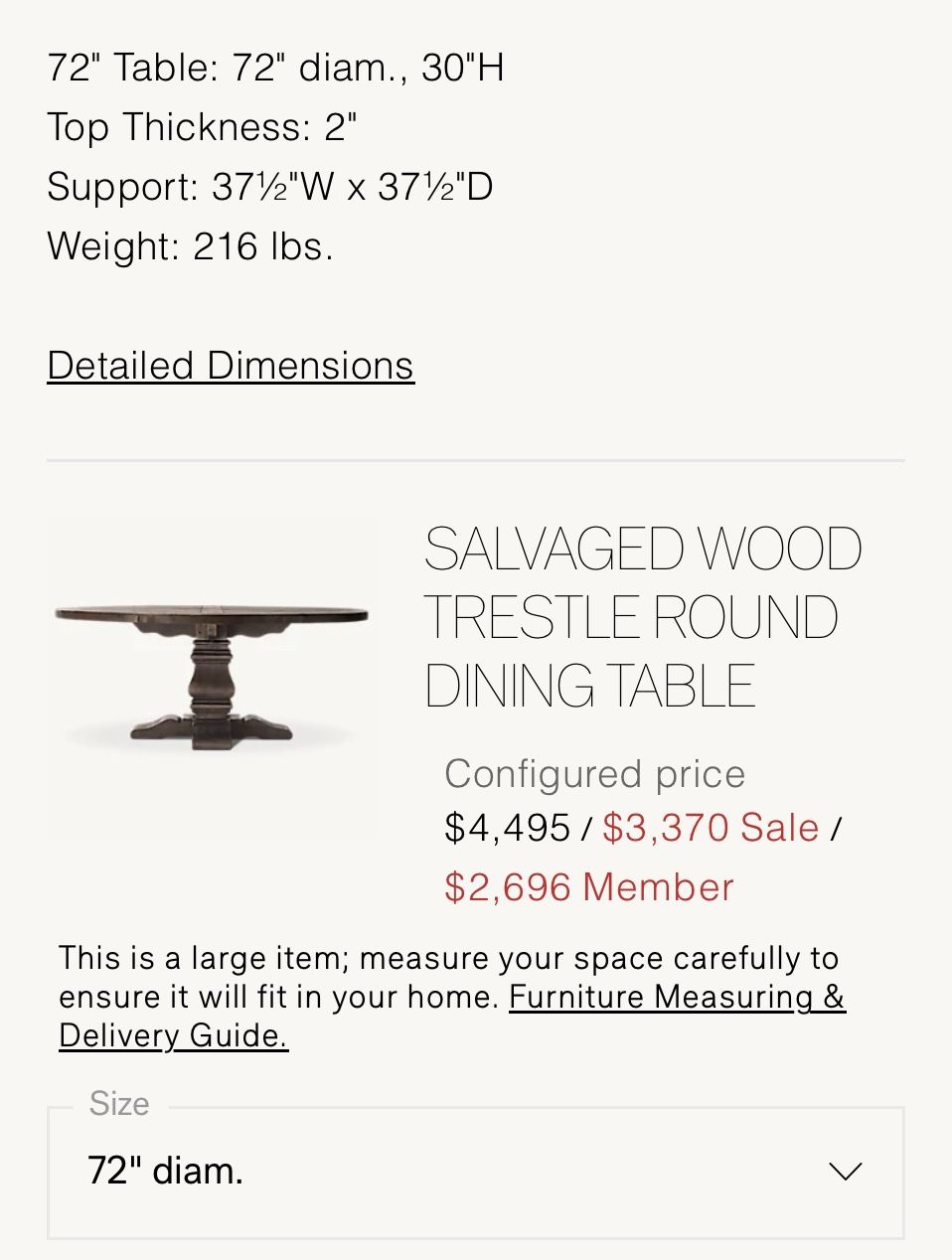 6 Ft Dia. Restoration Hardware Table for Sale in Orlando, FL OfferUp