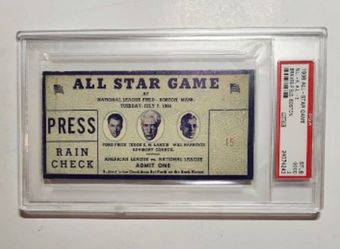 1936 MLB All-Star Game Press Pass Ticket PSA Graded