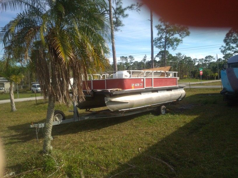 16ft Pontoon Boat And Trailer 