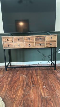 Rustic Wood and Metal Console Table/Entertainment Center/Coffee Table