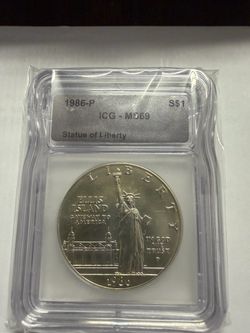 1986-P Statue of Liberty Silver Dollar ICG Slabbed