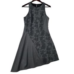 BANANA REPUBLIC BLOCKED RACER NECK ASYMMETRICAL DRESS GREY - 6P-