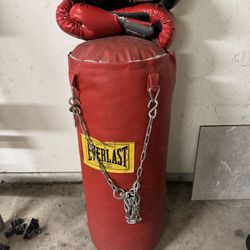 Everlast Punching Bag/2 Pairs Of Gloves