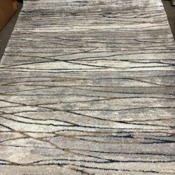 New 7’10” x 9’10” Ivory Stripe Indoor Shag Area Rug