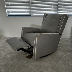 Swivel Rocker Recliner Chair, Nursery Glider Chair, Nursery Rocking Chairs, Manual Reclining Chair, Grey