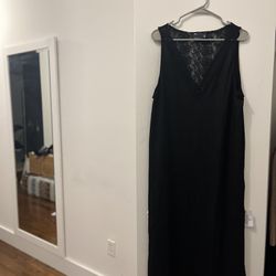 ASOS Sleeveless Textured V-Neck Black  Midi Dress, US 16
