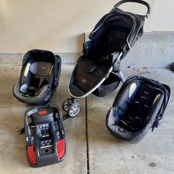 Britax B-agile System baby stroller, 2 compatible car seats, seat base