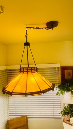 Ceiling light Craftsman metal and glass pendant lamp