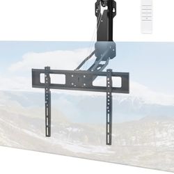 Motorized Fireplace TV Wall Mount for 32 to 75 inch Screen up to 88 lbs, Drop Down TV Mount Height-Adjustable, Black