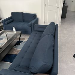 2 Piece Blue Sofa Se  (Gently Used)