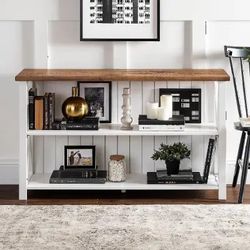 White Or Black and Wood 52 Inch Storage Console -