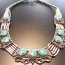 STERLING SILVER TURQUOISE NECKLACE 