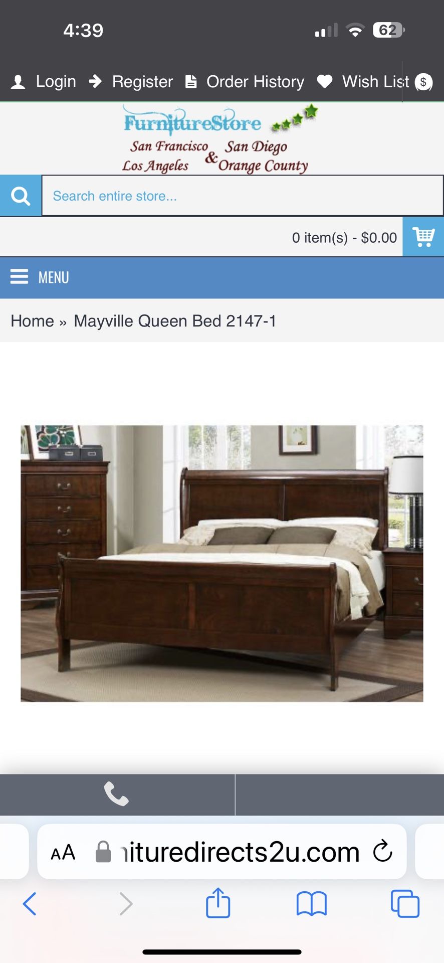 Queen Bed Cherry 2147