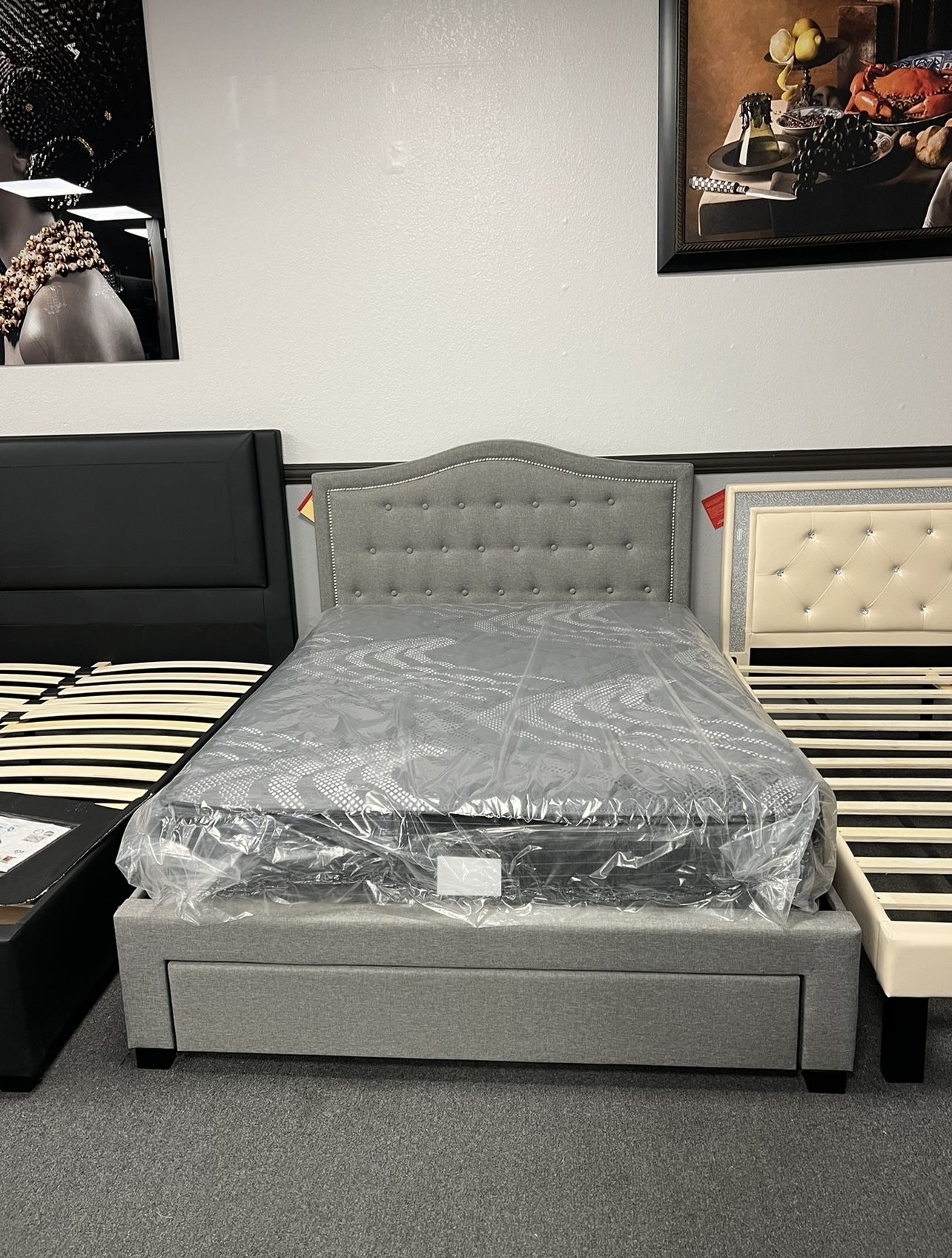 Gray Full Bed Frame