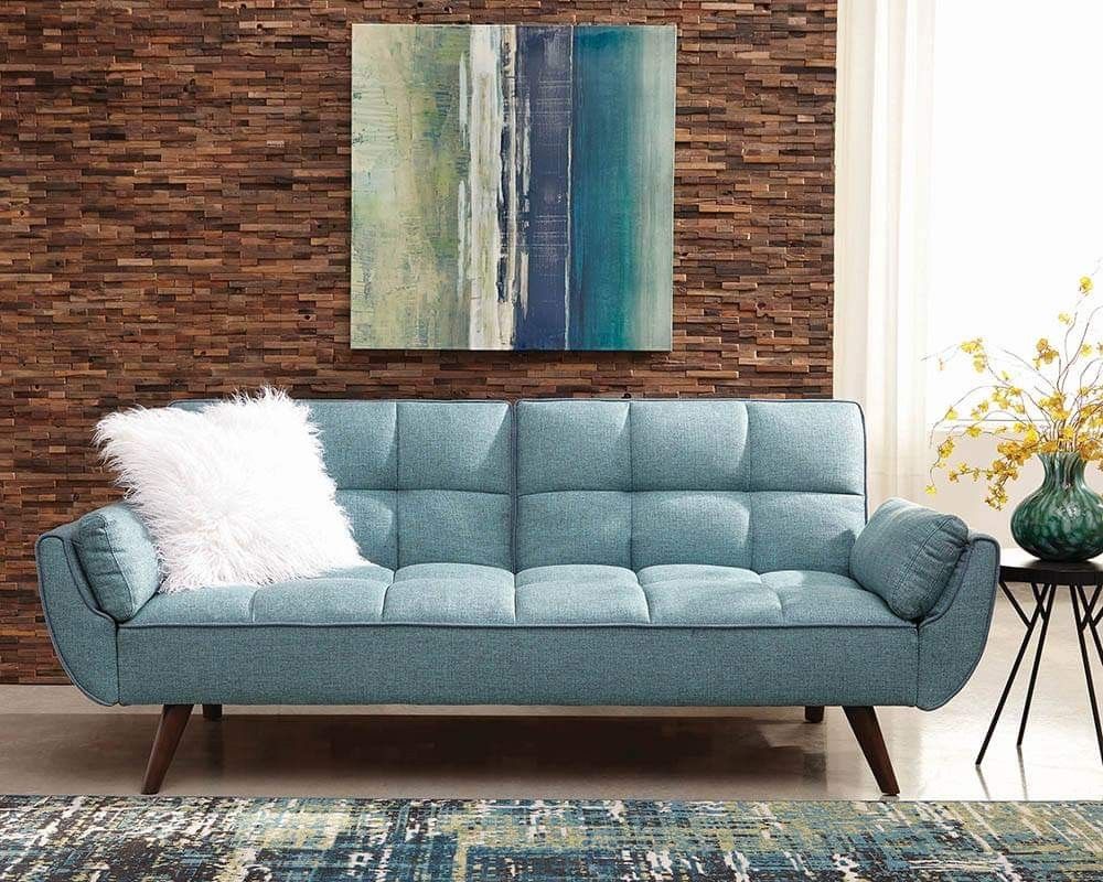 Skylar Transitional Blue FUTON Sofa Bed