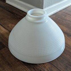 10" Vintage Mid Century White Milk Glass Torchiere Floor Lamp Waffle Shade