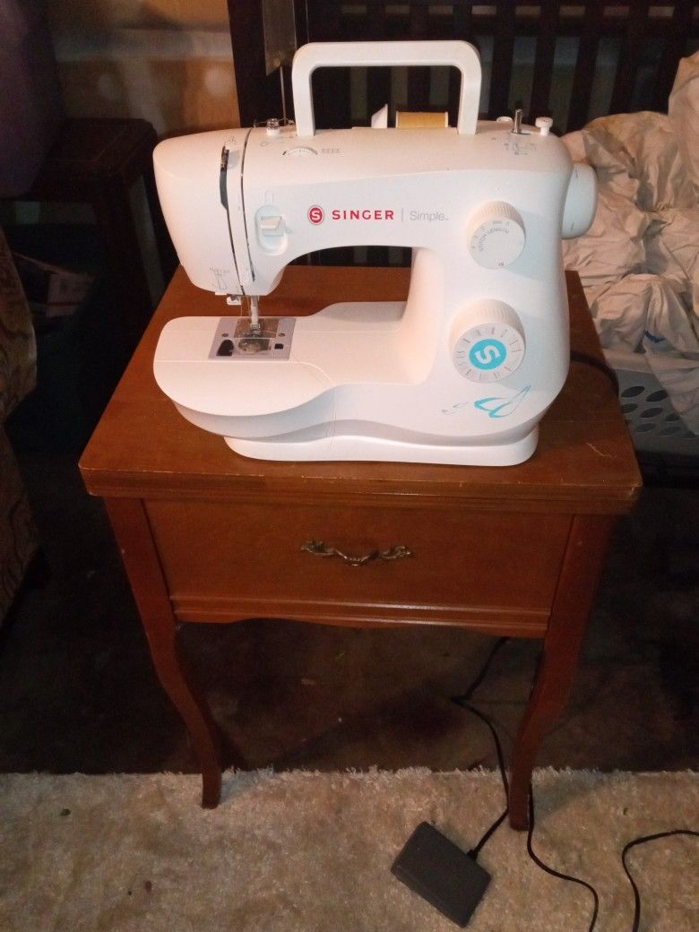Antique Table & Sewing Machine 