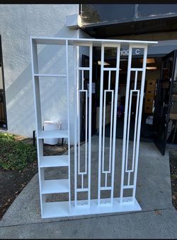 New 64"x48" White Room Divider 4 Shelves Room Divider Wall Partition