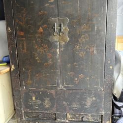 Beautiful antique Asian Armoire Old! Yoga Studio Patio Home 