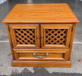 Wood End Table with Cabinet and Drawer