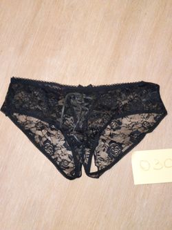 Black Lace Cheeky Panties with Bow crotchless (small/ small/med) size