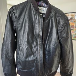 Black Lambskin Leather Bomber Jacket