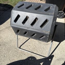 Black Compost Tumbler Bin  Outdoor with Sliding Doors