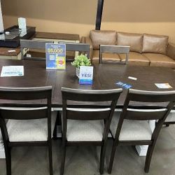 SPECIAL: New In Boxes 9pc. Brown Dining Table Set 