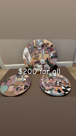 Judy Miller Hand painted Pottery Plates - 1980