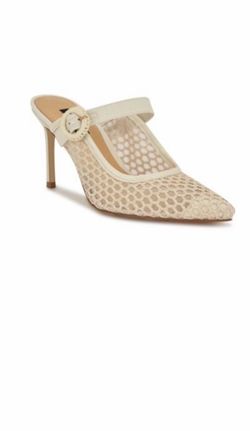 Cream Mesh Pointed-Toe Stiletto Mule Size 11