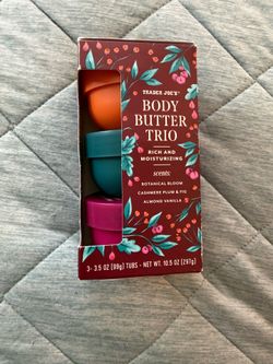 TRADER JOE’S BODY BUTTER TRIO BOTANICAL BLOOM CASHMERE PLUM & FIG ALMOND VANILLA