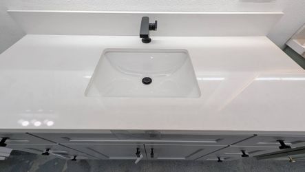Pure White  Quarts Vanity Top , Pure White Counter Top , White Vanity Top ( Bathroom Sink Back Splash Included) 