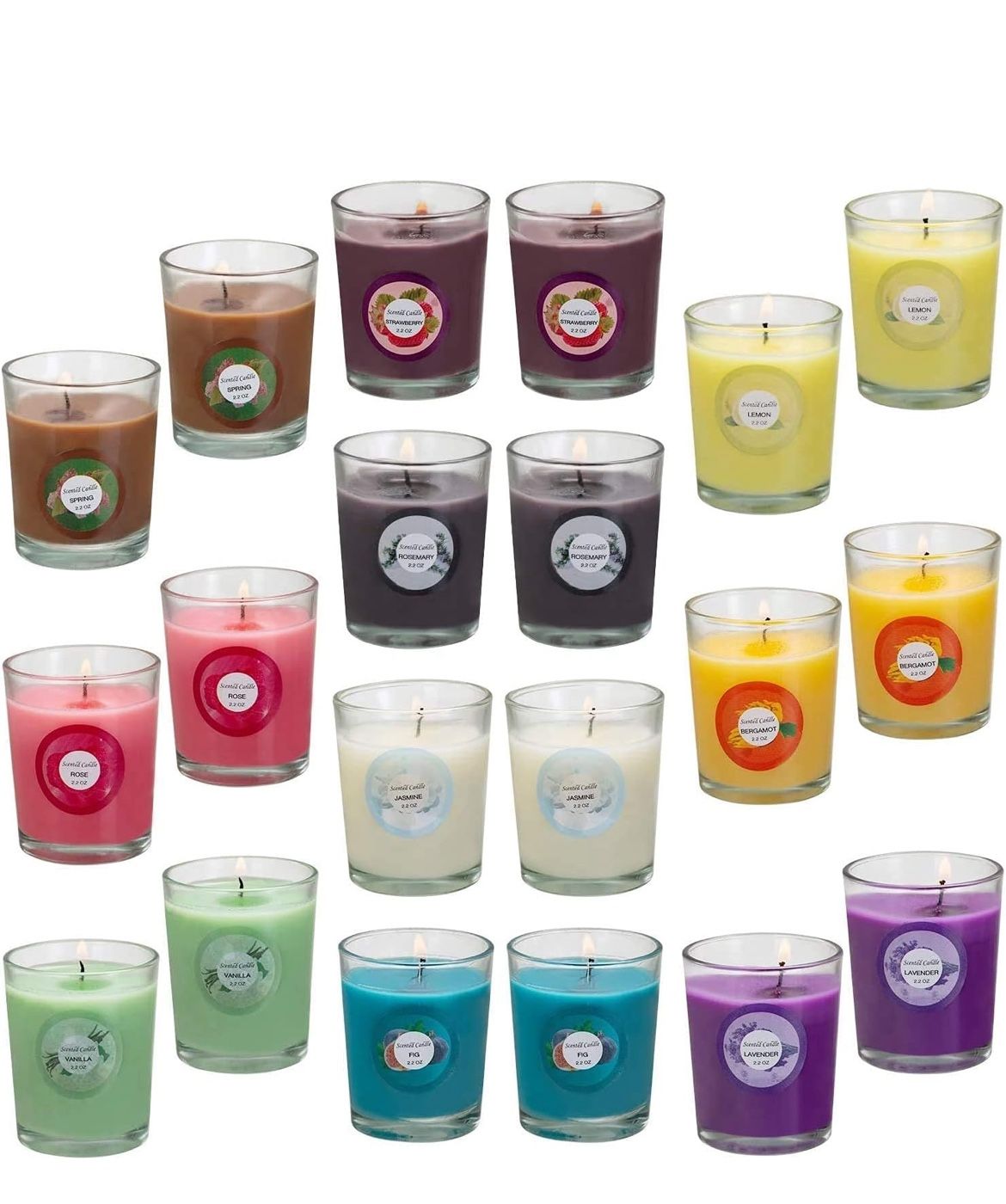 Scented Candles, Jasmine, Rose, Vanilla, Bergamot, fig, Lavender, Lemon, Spring,Strawberry, Rosemary, Aromatherapy Candles,Soy Wax Glass Jar Candle -
