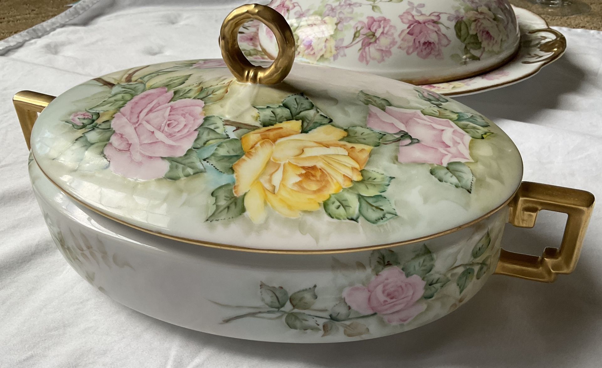 Antique Lidded Casserole Bowl Gilded