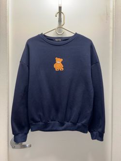 SHEIN Navy Blue Teddy Bear Graphic Sweatshirt Size L
