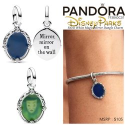 PANDORA Disney Snow White Magic Mirror Dangle Charm w/box