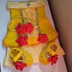$25 Vestidos tejidos para niña incluye zapatitos y diadema