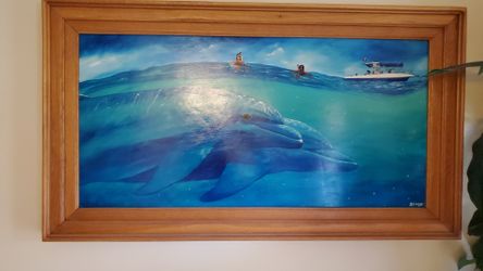 Frame Art of Dolphins swimming